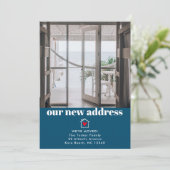 モダン海ブルー新家庭用2写真ムービングカード (スタンド正面)