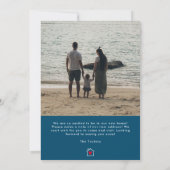 モダン海ブルー新家庭用2写真ムービングカード (裏面)