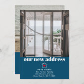 モダン海ブルー新家庭用2写真ムービングカード (正面/裏面)