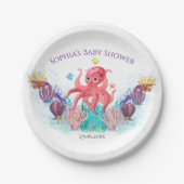 モダン海ベビータコ水色カラフル ペーパープレート (正面)