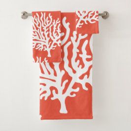 モダン海岸白海サンゴ&コーラルピンク バスタオルセット