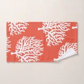 モダン海岸白海サンゴ&コーラルピンク バスタオルセット (ハンドタオル)