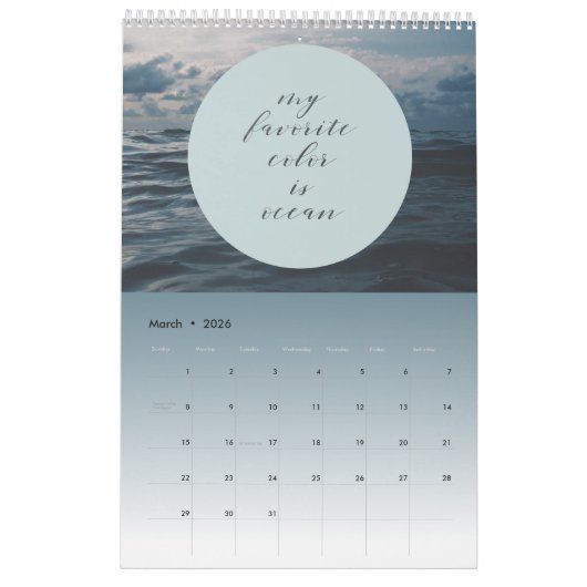 モダン海引用文カレンダー カレンダー (3月 2026)