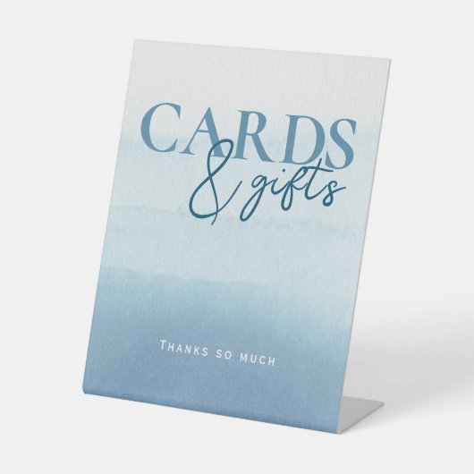 モダン海水彩赤ちゃんシャワーカード&ギフト 台座サイン (正面)