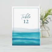モダン海水結婚色の表の番号 招待状 (スタンド正面)