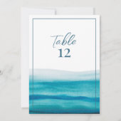 モダン海水結婚色の表の番号 招待状 (裏面)