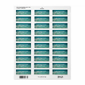 モダン海波熱帯ビーチ差出人住所 ラベル (フルシート)