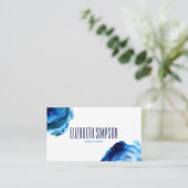 モダン海波青い水色QRコード 名刺 (スタンド正面)