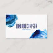 モダン海波青い水色QRコード 名刺 (正面)