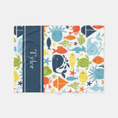 モダン海生き物，海の動物，航海のカスタム フリースブランケット (正面(横))