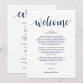 モダン海軍素朴、歓迎および旅程カード プログラム (正面/裏面)