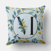 モダン海軍葉金ゴールド文字「M」 クッション (裏面)