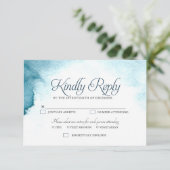 モダン海青グラデーション水色RSVPカード 出欠カード (スタンド正面)