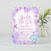 モダン海3スタイリッシュrd誕生日ガールパーティー 招待状 (スタンド正面)