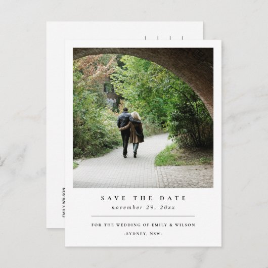 モダン消ミニマルカスタムし写真の日付を保存 案内ポストカード (正面/裏面)