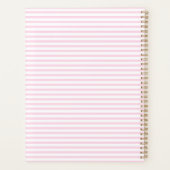 モダン淡いピンクストライプの白のパタガーリーーン プランナー手帳 (裏面)