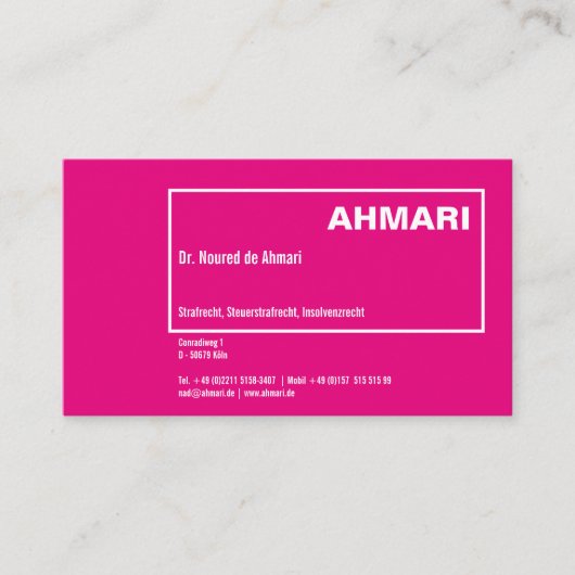 モダン淡い色の赤 名刺 (正面)