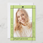 モダン淡い色の2025年卒業写真のグリーンクラス 案内状 (正面)