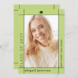 モダン淡い色の2025年卒業写真のグリーンクラス 案内状