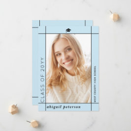 モダン淡い色の2025年卒業写真の青クラス 案内状