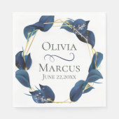 モダン深いインディゴブルーと金ゴールドフレーム スタンダードランチョンナプキン (正面)