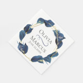 モダン深いインディゴブルーと金ゴールドフレーム スタンダードランチョンナプキン (角)