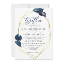 モダン深いインディゴブルーと金ゴールドフレーム