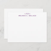 モダン深いエレガント紫文パーソナライズされた具 ノートカード (正面/裏面)