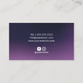 モダン深いパープルグリッタードリップ美しい写真 名刺 (裏面)