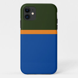 モダン深いブルーオレンジダークグリーンカラーブロック iPhone 11 ケース