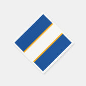 モダン深いブルーホワイトオレンジレーシングストライプズ スタンダードカクテルナプキン (角)