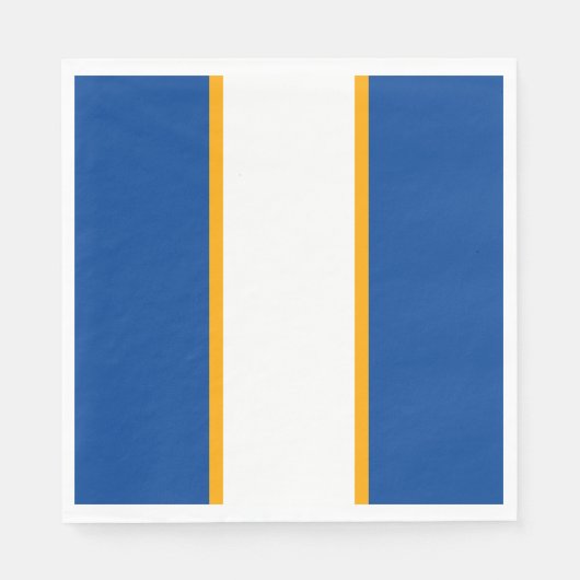 モダン深いブルーホワイトオレンジレーシングストライプズ スタンダードランチョンナプキン (正面)