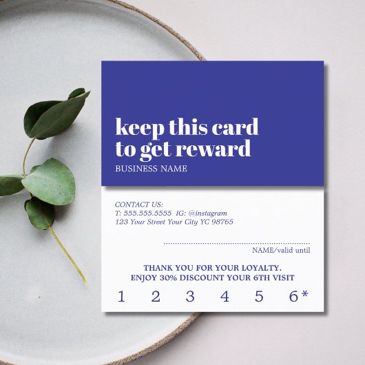 モダン深いブルーホワイト美しいはっきりしたサロン ロイヤリティカード