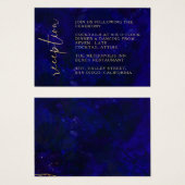 モダン深いブルー書道結婚式レセプション (正面&裏面)