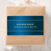 モダン深いブルー金ゴールド文字名テンプレート出荷 ラベル (インサイチュ)