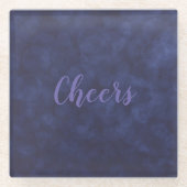 モダン深いブルー《写真》ぼけ味応援ガラスコースター ガラスコースター (正面)