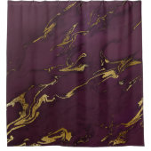 モダン深い紫と金ゴールド大理石 シャワーカーテン (正面)