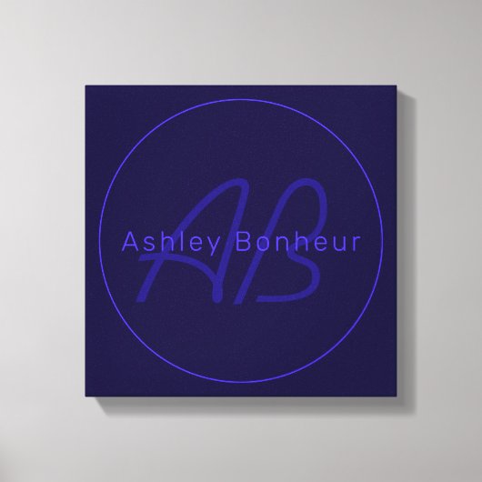 モダン深い紫色 |名カッコいい前&モノグラム キャンバスプリント (正面)