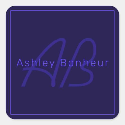 モダン深い紫色 |名カッコいい前&モノグラム スクエアシール (正面)