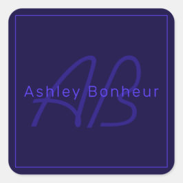 モダン深い紫色 |名カッコいい前&モノグラム スクエアシール