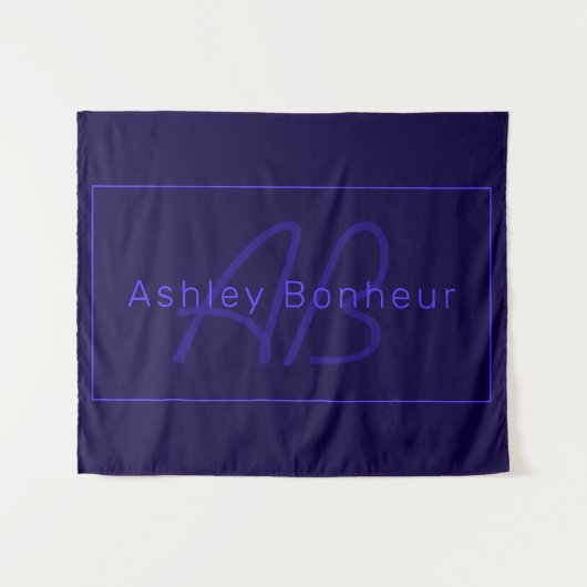 モダン深い紫色 |名カッコいい前&モノグラム タペストリー (正面(横))