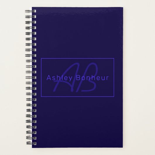 モダン深い紫色 |名カッコいい前&モノグラム プランナー手帳 (正面)