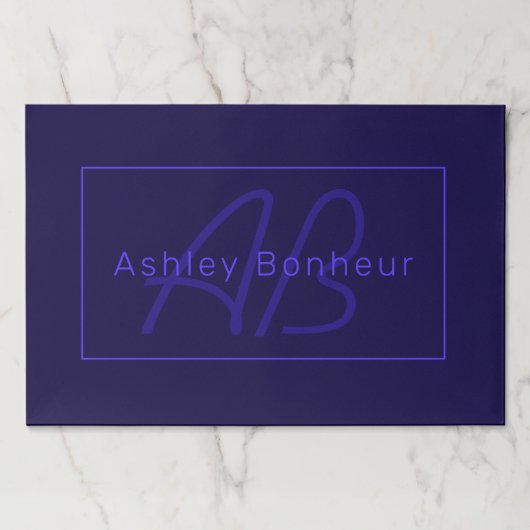モダン深い紫色 |名カッコいい前&モノグラム ペーパーパッド (正面)