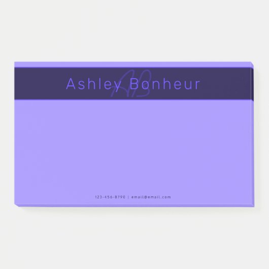 モダン深い紫色 |名カッコいい前&モノグラム ポストイット (正面)