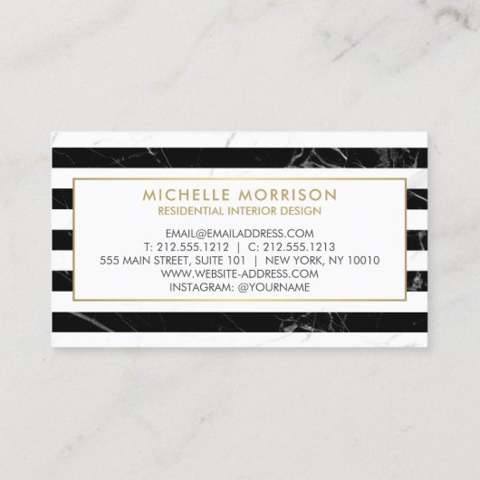 モダン混合大理石ストライプインテリア設計者 名刺 (裏面)