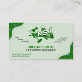 モダン清掃サービスロゴかわいいトレンディーグリーン 名刺 (正面)