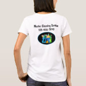 モダン清掃サービス女性スタッフ作業用シャツ Tシャツ (裏面)
