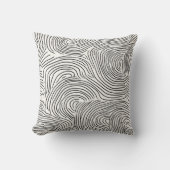 モダン渦巻き黒と白の流れパターン クッション (正面)