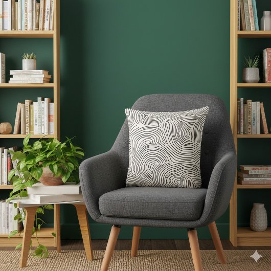 モダン渦巻き黒と白の流れパターン クッション