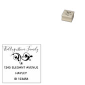 モダン渦巻き黒差出人住所 ラバースタンプ (押印)